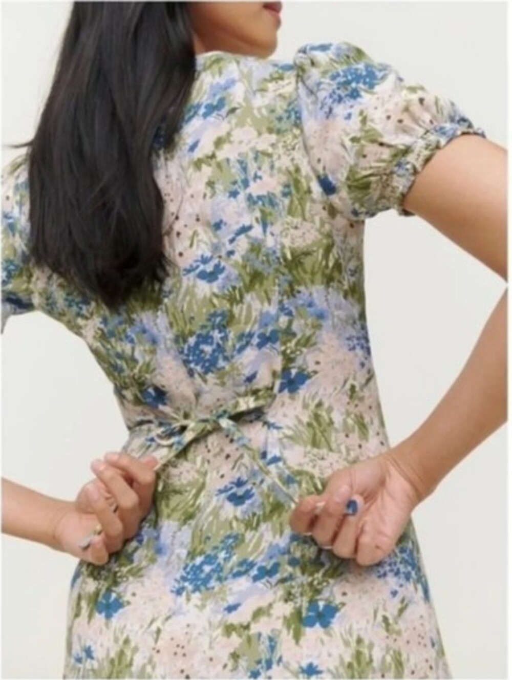 Reformation Georgica Floral Watercolor Fit and Flare Babydoll Mini Dress - Picture 2 of 15